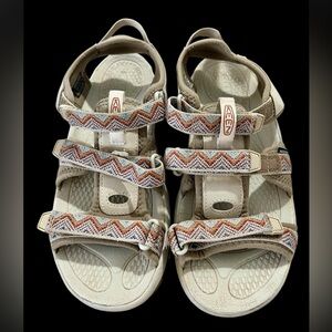 Keen Astoria West Open Toe Sandals Chevron/Timberwolf Women’s Size 9.5